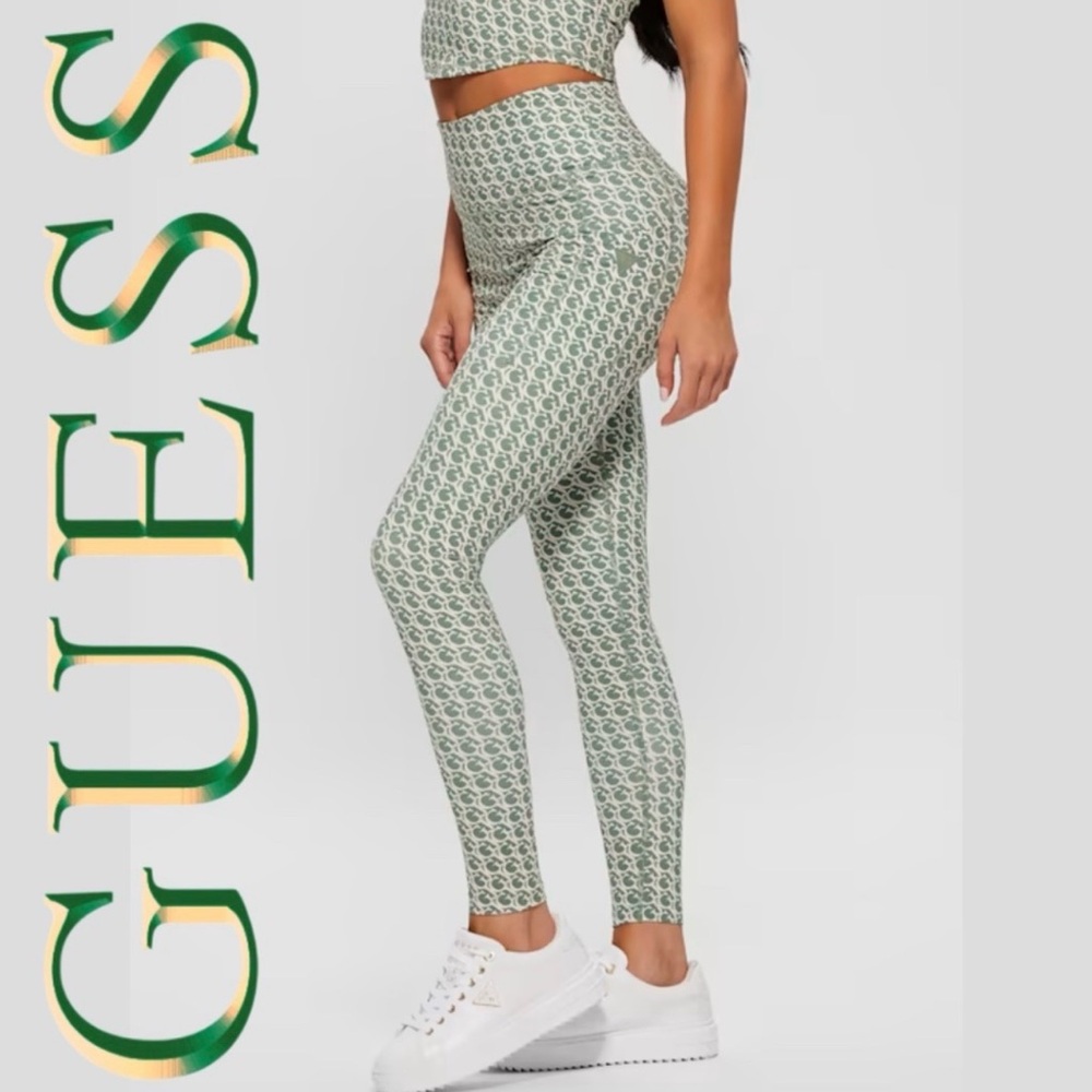 GUESS Women's Stylish logo Green Leggings L